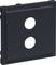 Prostokątna czarna osłona z dwoma okrągłymi otworami, prawdopodobnie przeznaczona do zamontowania w skrzynce elektrycznej.