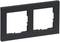 Czarny, prostokątny ramka z dwoma identycznymi, pustymi kwadratowymi wycięciami, prawdopodobnie odpowiednimi dla włączników lub gniazdek elektrycznych.