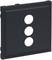 Czarna płyta z tworzywa sztucznego z trzema otworami o kształcie koła ułożonymi pionowo, o matowej powierzchni.