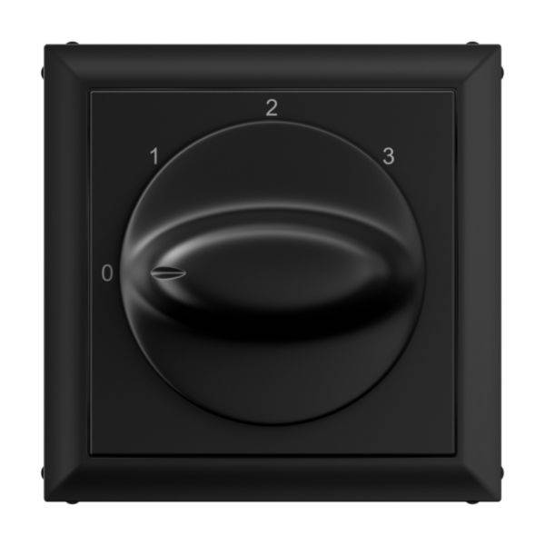 Czarny, błyszczący przełącznik obrotowy ustawiony na pozycji zerowej; widoczna skala od 0 do 3.