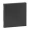 Czarny, kwadratowy panel z plastiku o gładkiej powierzchni, przedstawiony na białym tle.