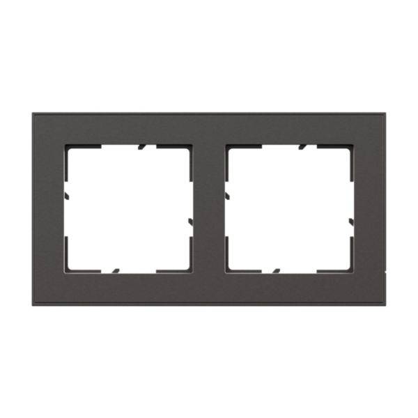 Podwójna ramka do gniazd lub włączników, prostokątna, ciemnoszara, do montażu natynkowego.