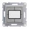 Włącznik światła, kwadratowy, szary, z czterema przyciskami i centralnym elementem sterującym, zamontowany w metalowej ramce.