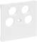 Biała płyta z tworzywa sztucznego z czterema okrągłymi otworami i otworem centralnym, przeznaczona do montażu na standardowym uchwycie.