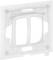 Przezroczysta, kwadratowa rama z tworzywa sztucznego z dwoma otworami pośrodku, przeznaczona do osłon elektrycznych przełączników.