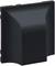 Czarna, kwadratowa obudowa z tworzywa sztucznego o gładkiej powierzchni, prawdopodobnie element urządzenia elektronicznego lub przełącznika.
