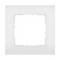 Biały, kwadratowy ramka włącznika światła z zaokrąglonymi narożnikami, z centralnym wycięciem do montażu włącznika.