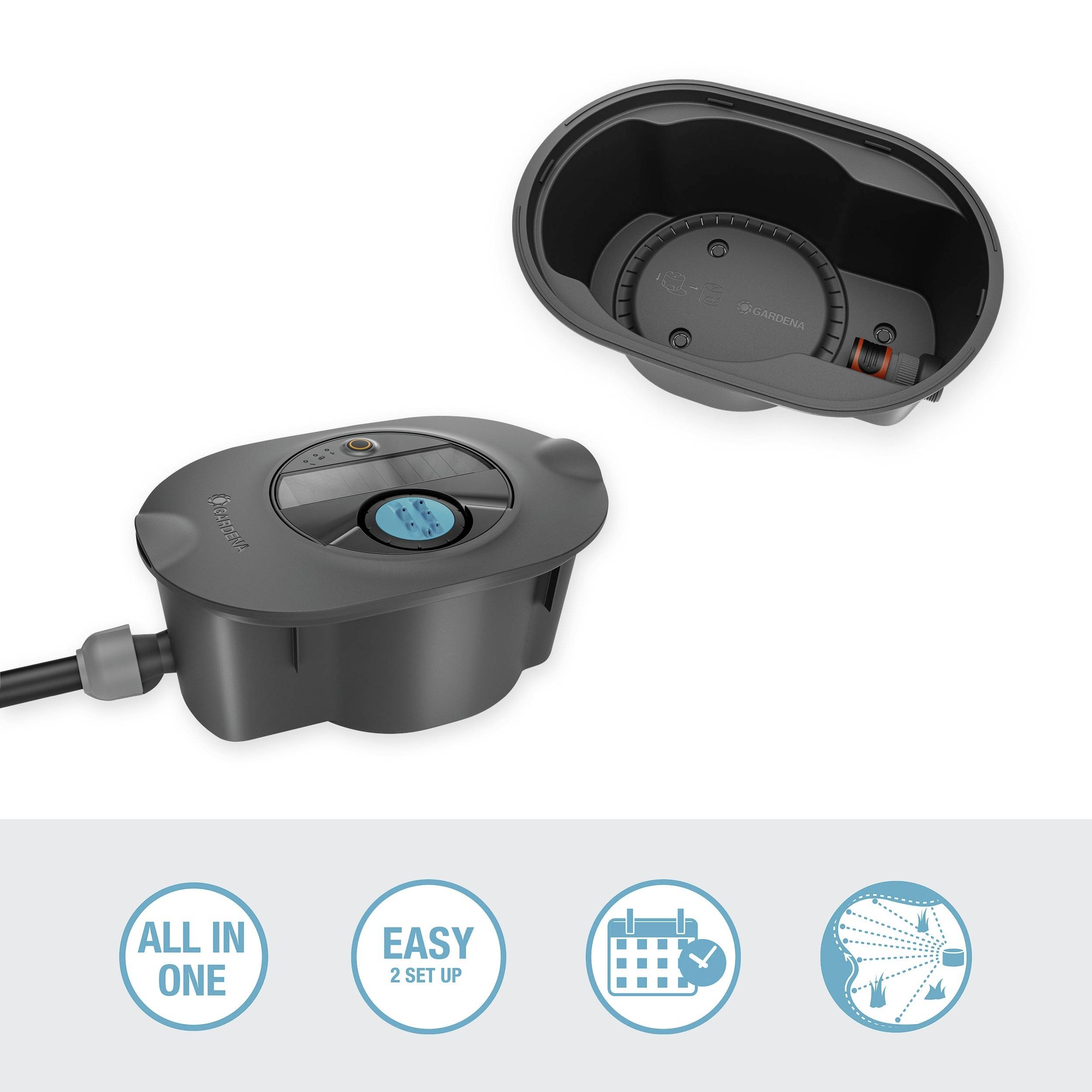 GARDENA 16010-20 Komplett-Set, Pipeline Bewässerungssystem AquaPrecise, solarbetrieben Контролер зрошення