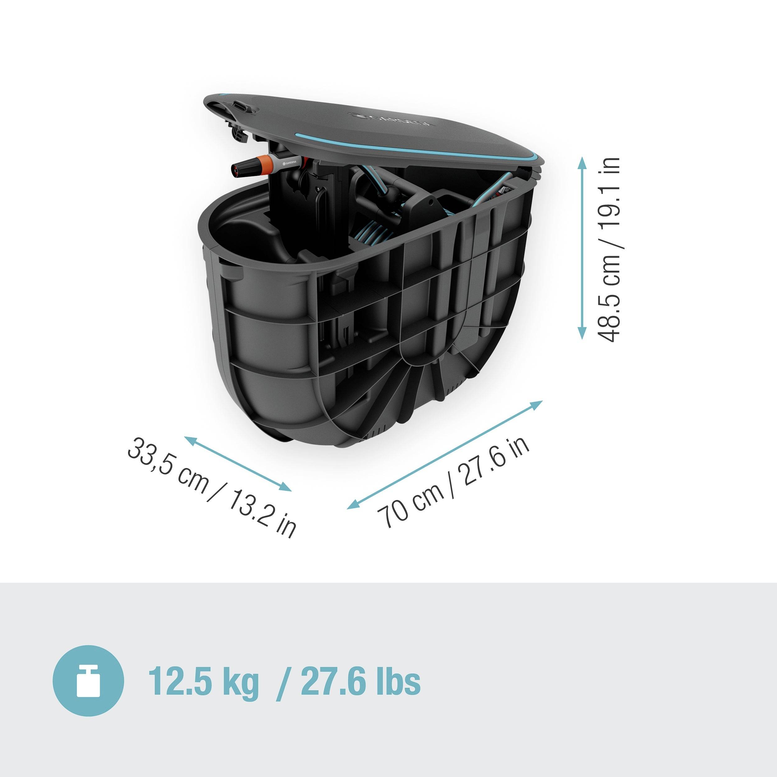 Kubeł na śmieci z pokrywą, 12,5 kg, wymiary: 33,5 x 70 x 48,5 cm (13,2 x 27,6 x 19,1 cala).