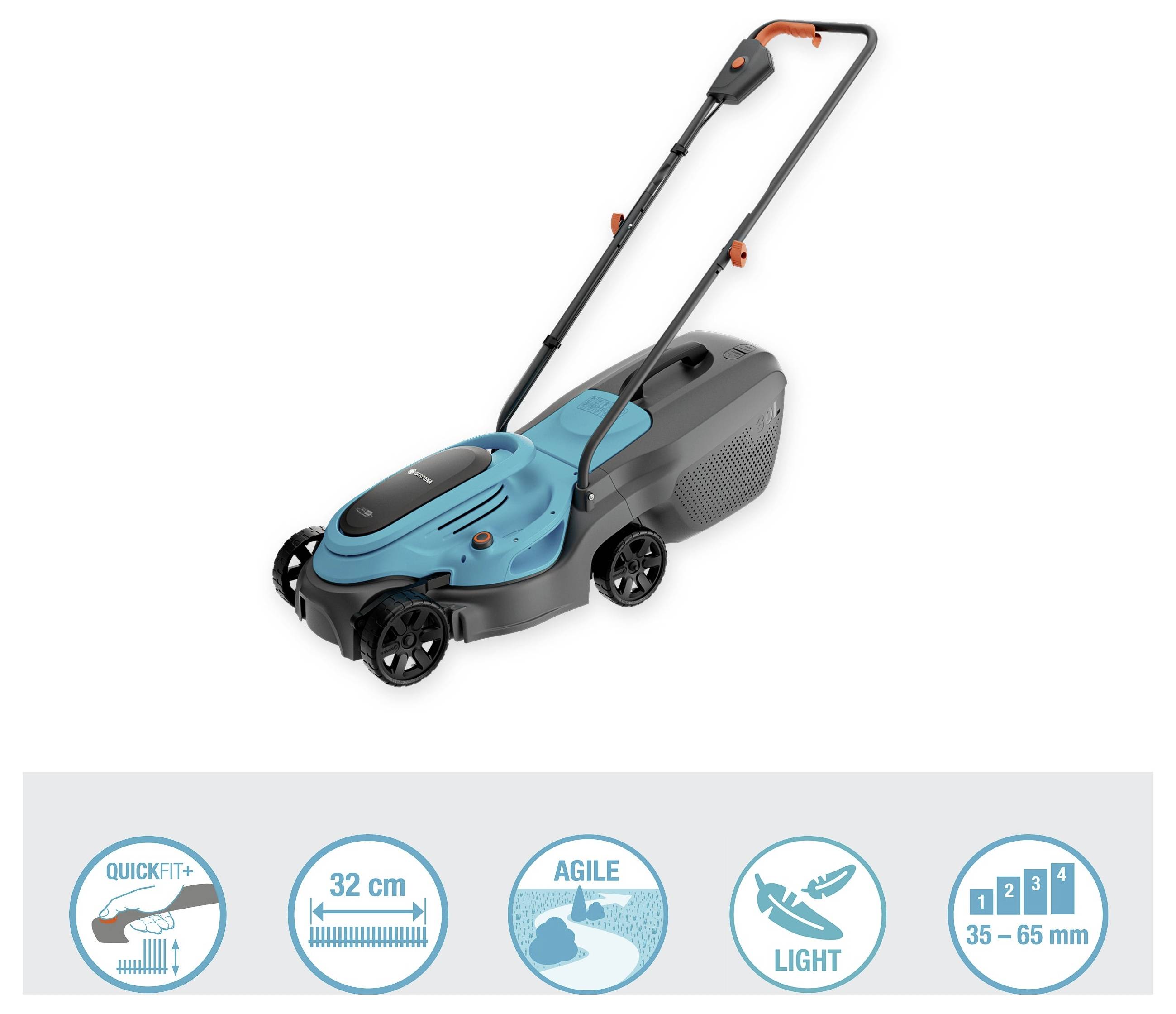 GARDENA neu aku Бездротова газонокосарка без акумулятора, з регулюванням висоти скошування 18 В Максимальна ширина скошування 32 с