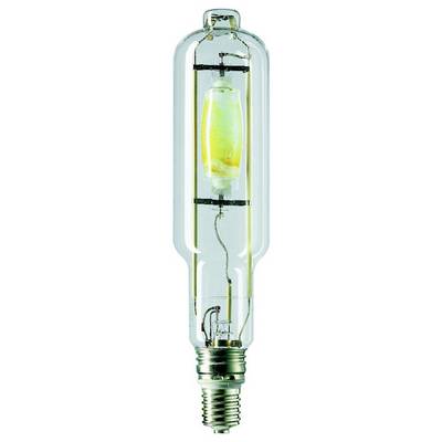 Lampa metalohalogenkowa z przezroczystymi ściankami szklanymi, która może emitować jasne, żółtawe światło.