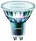 Żarówka LED firmy Philips z gniazdem GU10. Posiada przezroczystą obudowę o wielobarwnym, refleksyjnym wyglądzie.