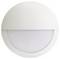 Okrągła, biała lampa ścienna z półkolistym dyfuzorem, która rozprasza światło w dół. Idealna do nowoczesnych wnętrz.
