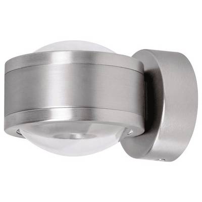 Metalowa lampa ścienna do montażu na zewnątrz w nowoczesnym stylu, idealna do oświetlenia elewacji budynków.