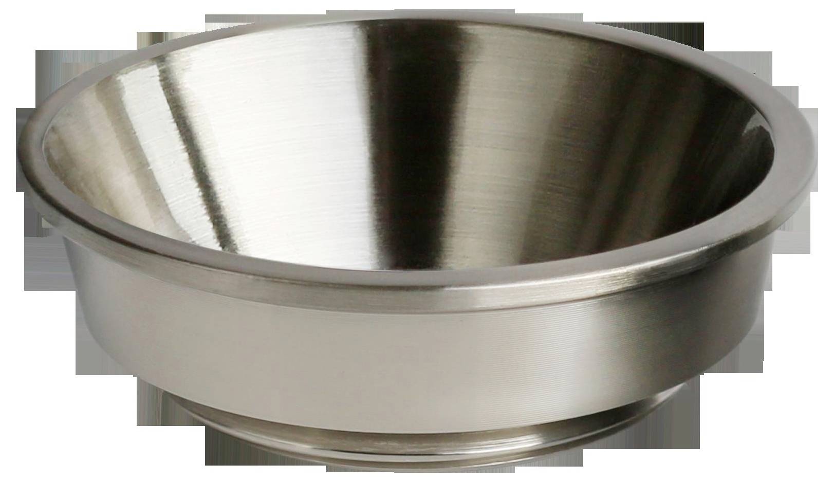 Stalowa miska ze stali nierdzewnej o lśniącej powierzchni. Idealna do mieszania składników w kuchni.