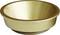 Złota, okrągła miska o lekko nachylonych ściankach, bez wzorów lub ozdób.