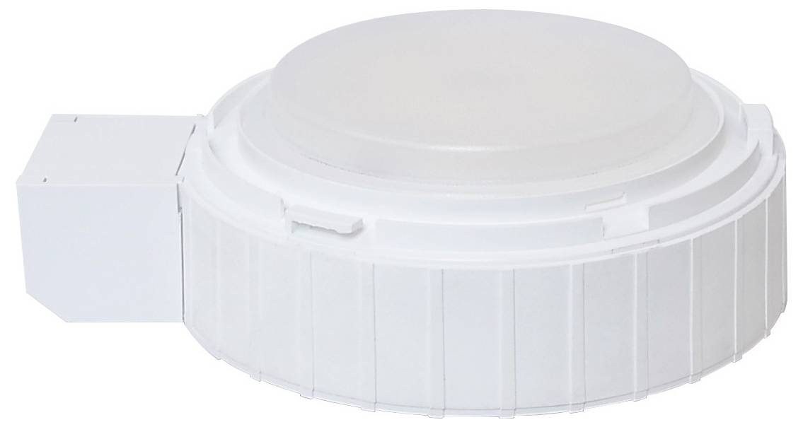 Okrągła, biała obudowa zewnętrzna z przezroczystym deklem, przeznaczona do urządzeń elektronicznych lub instalacji antenowych.