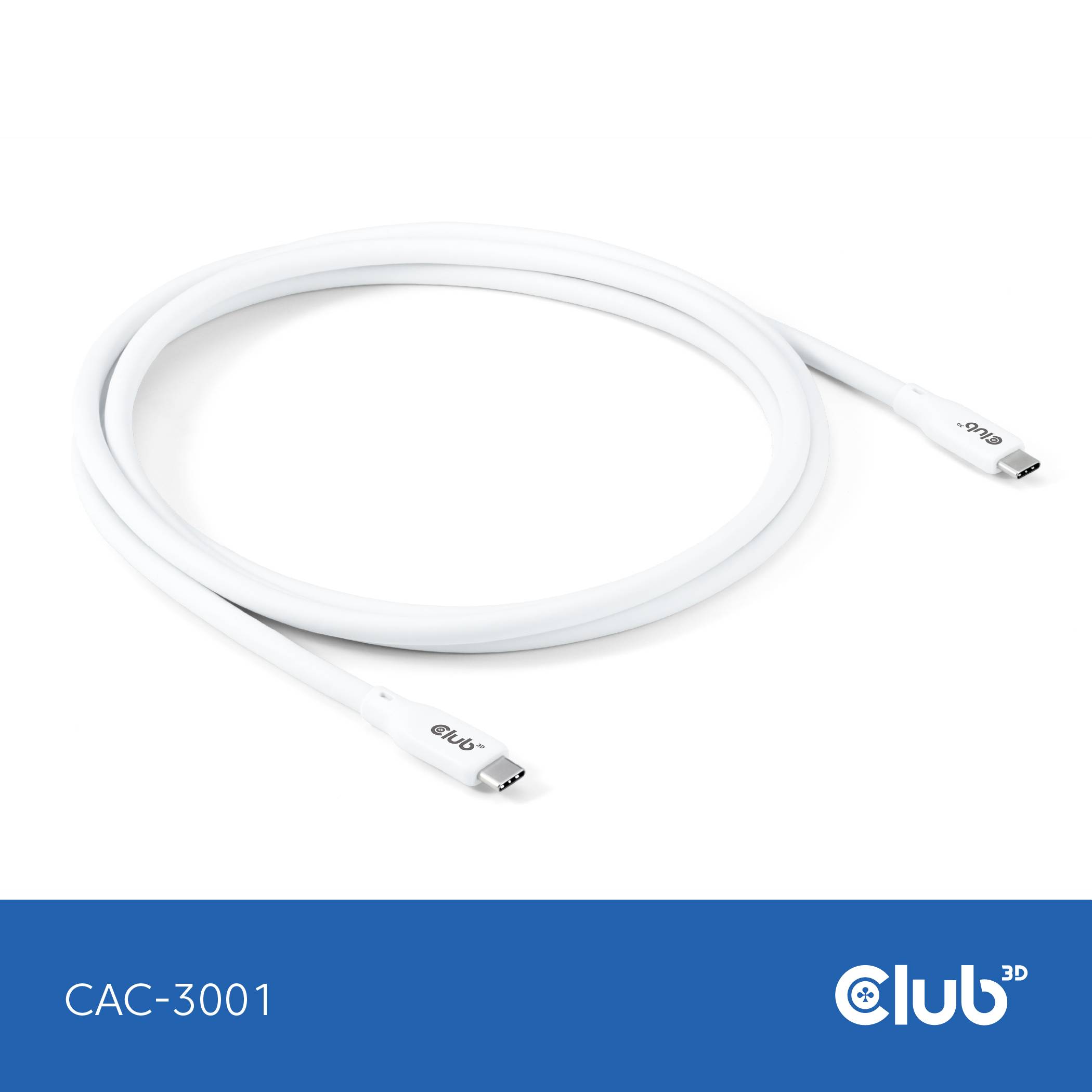 club3D USB-C Kabel USB4® Złącze męskie USB-C® 2.00 m biały CAC-3001-6