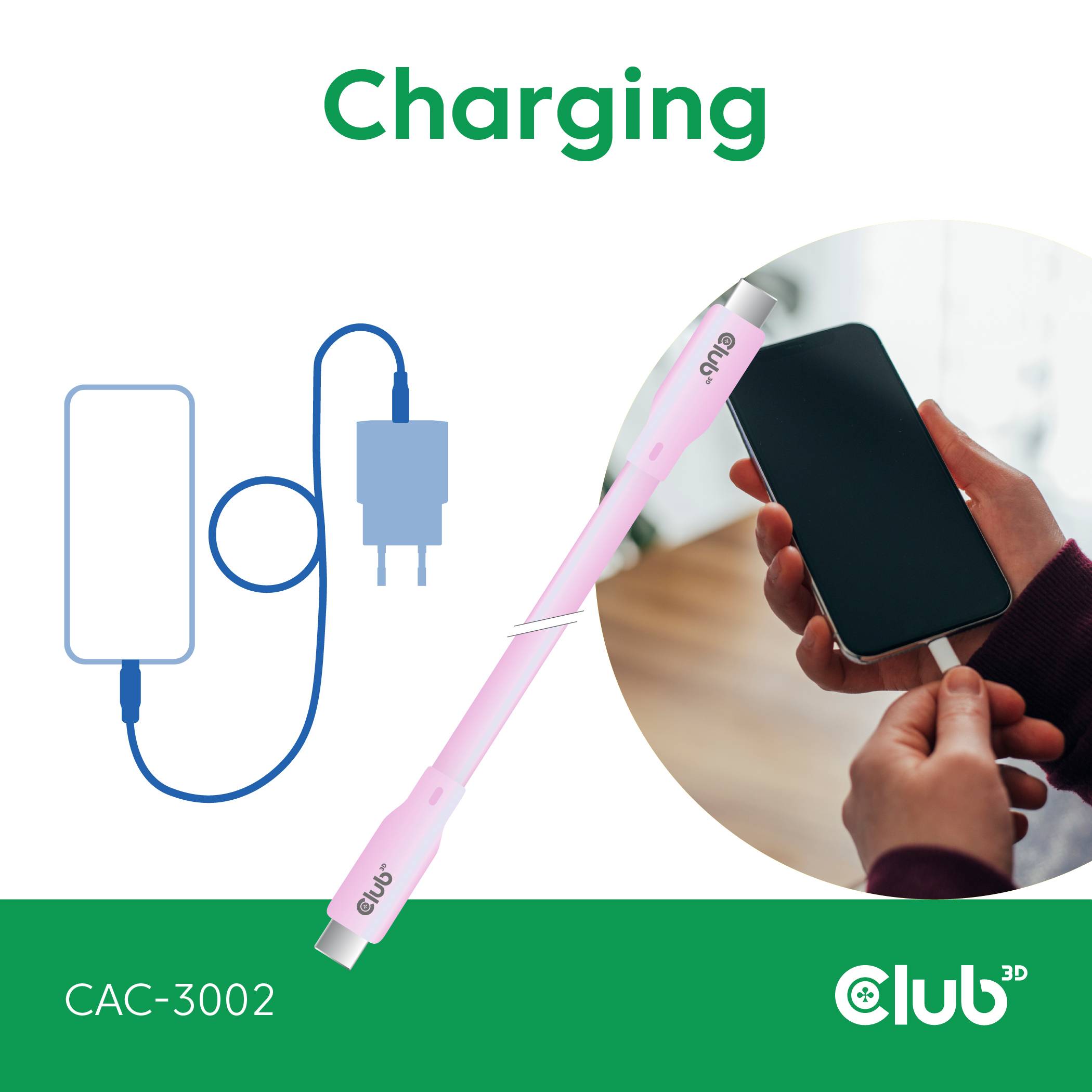 club3D USB-C Kabel USB4® Złącze męskie USB-C® 2.00 m różowy CAC-3002-3