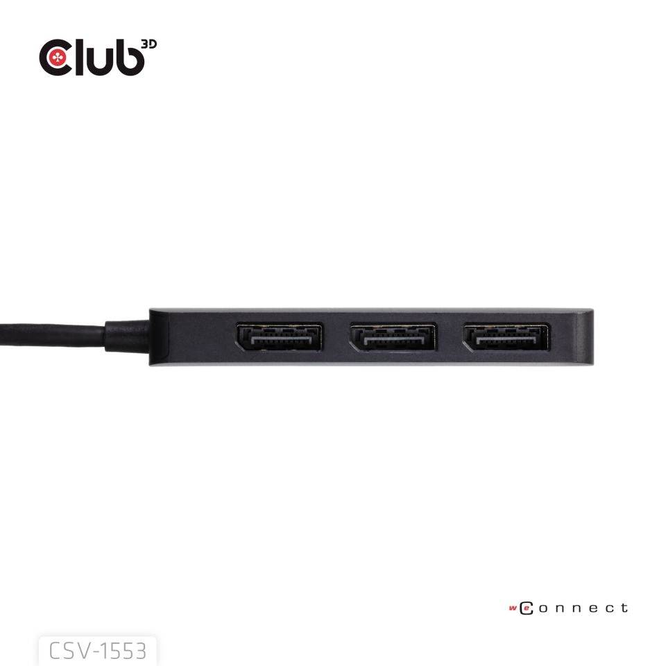 club3D USB-C adapter [1x USB-C - 3x złącze żeńskie DisplayPort] CSV-1553 0.17 m-1