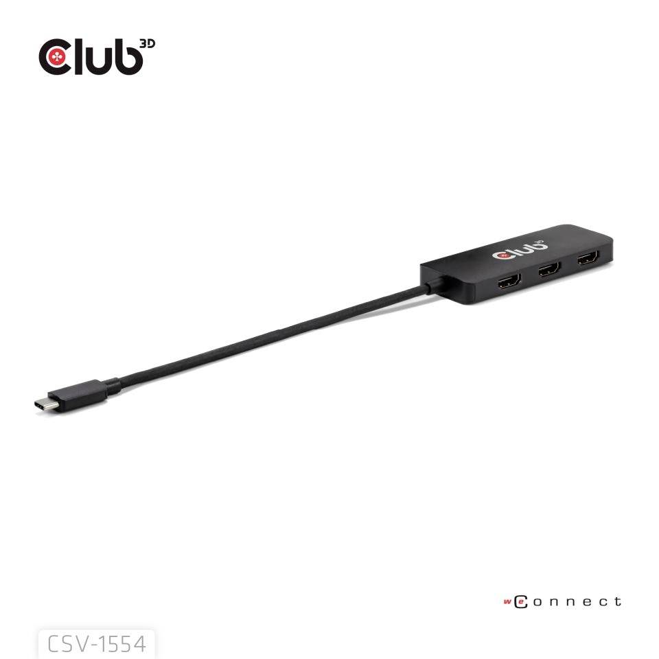 club3D USB-C adapter [1x złącze męskie USB-C - 3x złącze żeńskie HDMI] CSV-1554 0.17 m-1
