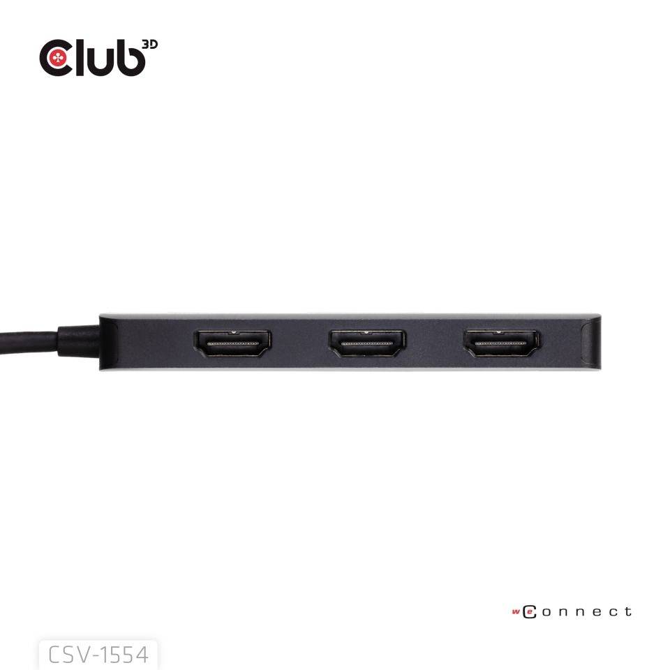 club3D USB-C adapter [1x złącze męskie USB-C - 3x złącze żeńskie HDMI] CSV-1554 0.17 m-3