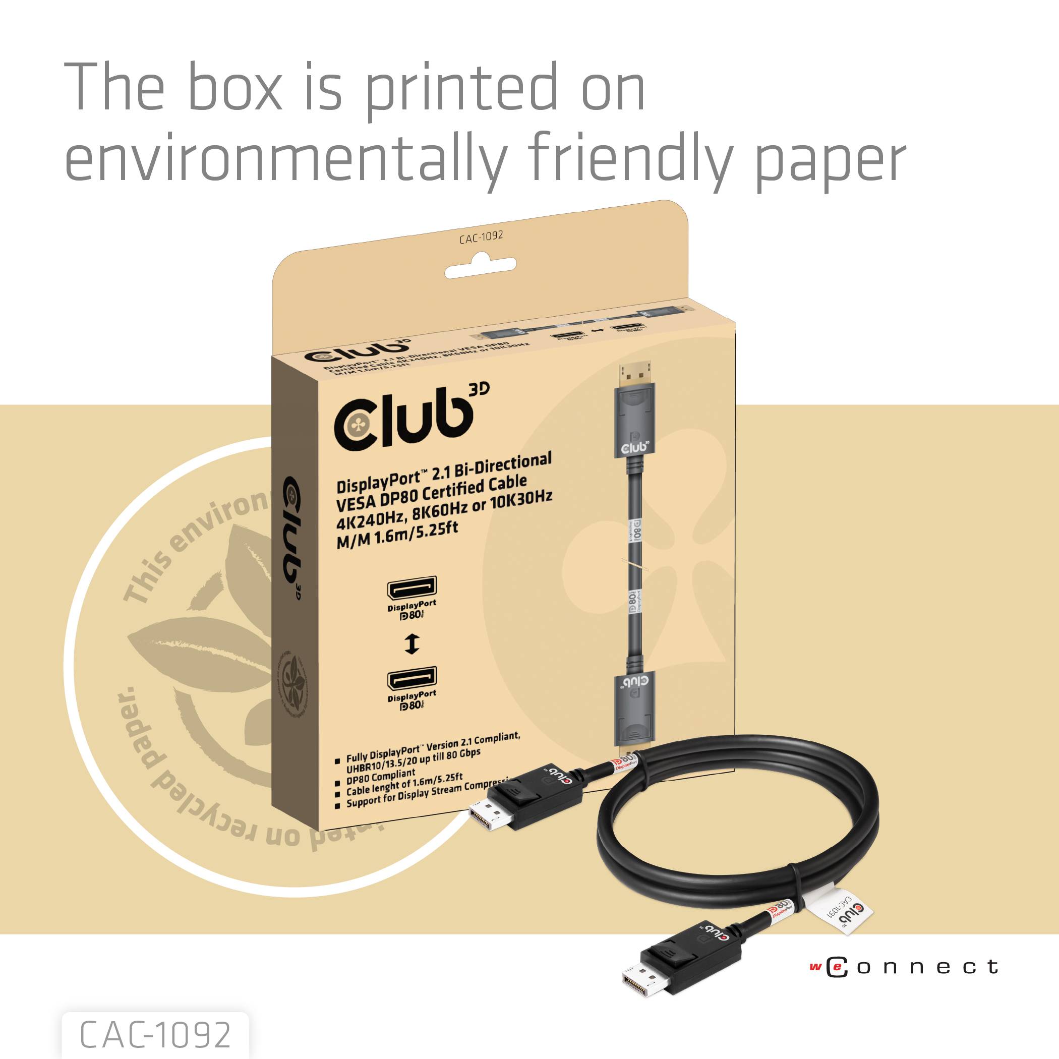 Kabel DisplayPort DisplayPort 2.1 club3D CAC-1092 CAC-1092, DisplayPort na DisplayPort, 1.6 m-8