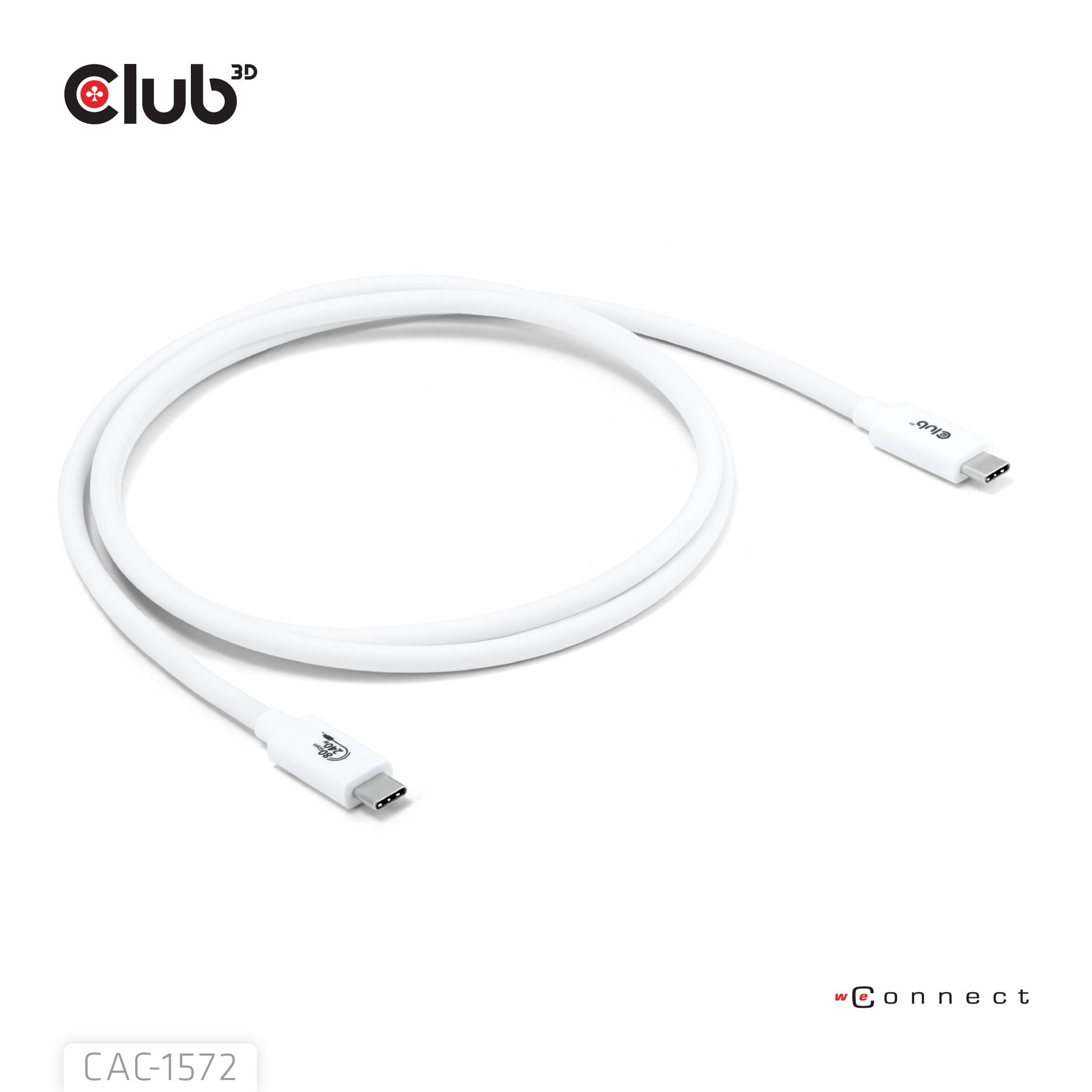 club3D USB-C Kabel USB4® Złącze męskie USB-C® 1.20 m biały CAC-1572-5