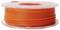 Rolka pomarańczowego filamentu do druku 3D z tworzywa sztucznego, nawinięta na przezroczystej szpuli.