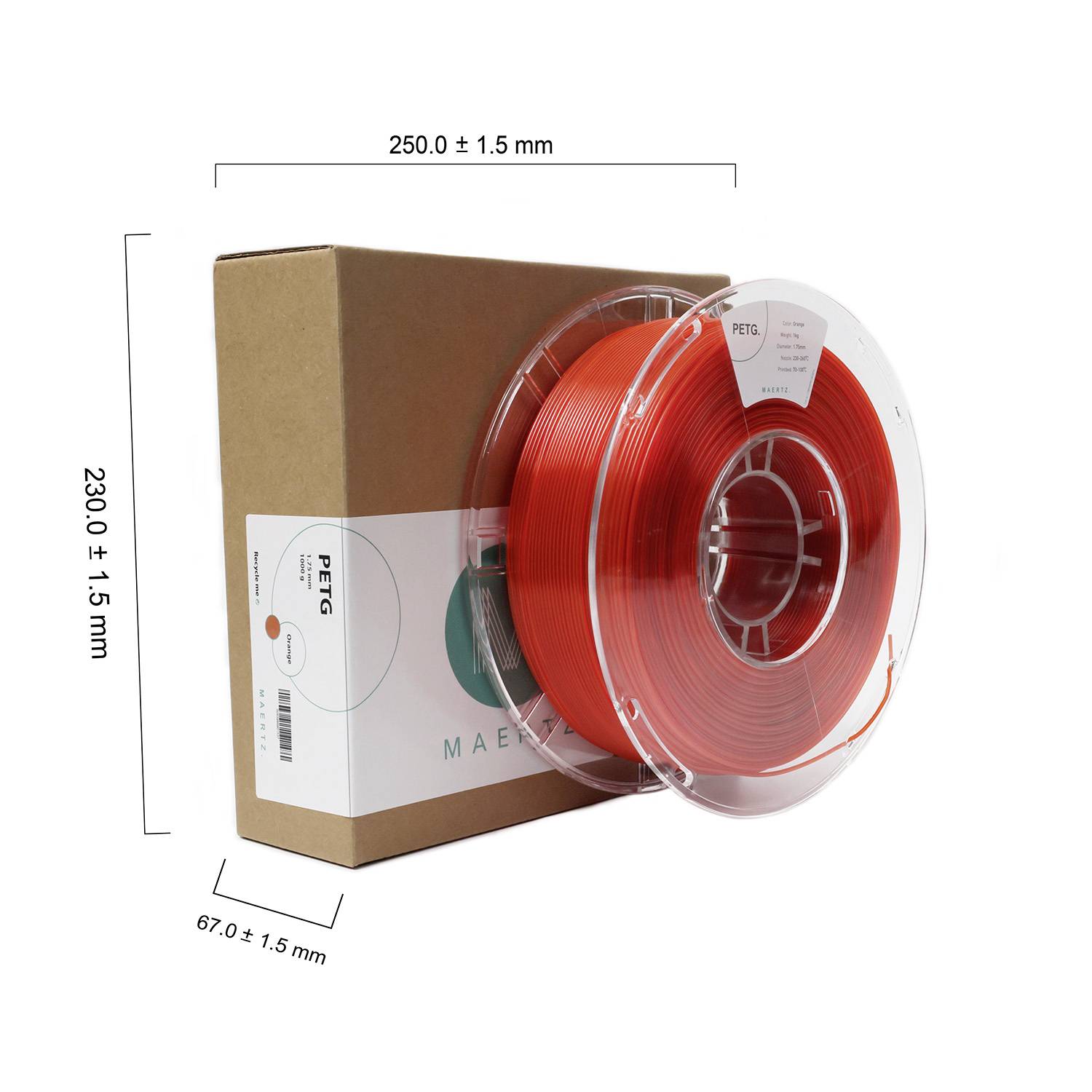 Філамент для 3D-принтерів PETG Maertz PMMA-1011-011, Діаметр філаменту: 1,75 мм, 1000 г, помаранчевий