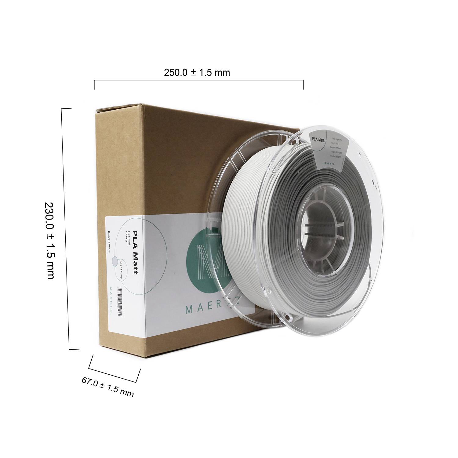 Maertz PMMA-1012-002 PMMA-1012-002 Філамент для 3D-принтерів PLA матовий матовий 1,75 мм 1000 г світло-сірий 1 шт.