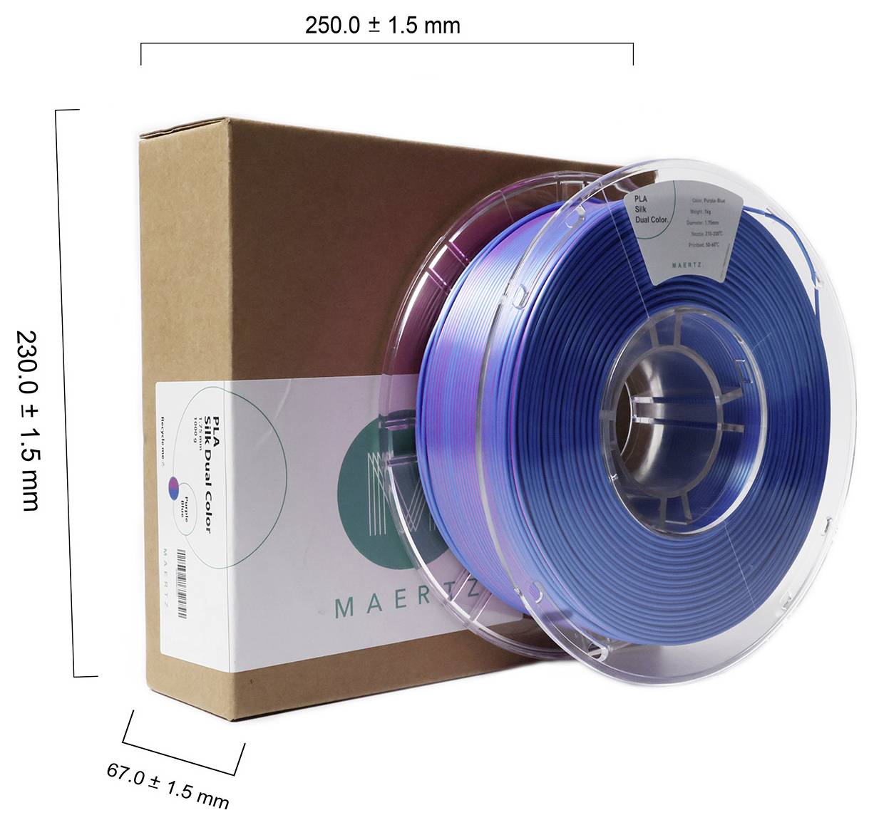 Maertz PMMA-1021-004 PMMA-1021-004 Филамент для 3D принтерів PLA напівматовий Silky gloss 1,75 мм 1000 г бузковий, синій 1 шт.