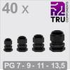 TRU COMPONENTS TC-13448348 Dławnica kablowa PG7, PG9, PG11, PG13.5 poliamid czarny 40 szt.