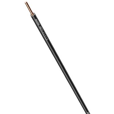 Czarny, izolowany kabel z przewodem miedzianym. Oznaczenie kabla '1x1,5 mm²'.
