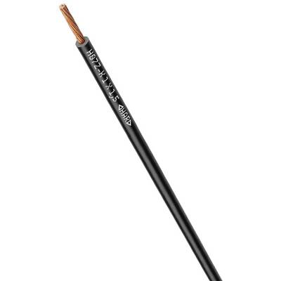 Czarny kabel elektryczny z napisem 'H07Z-K 1x1.5 CHAP'. Na jednym końcu widoczne są odkryte miedziane przewody.