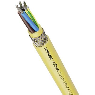Żółty kabel z wielokolorowymi żyłami z napisem 'Lapp Kabel Stuttgart ÖLFLEX'.