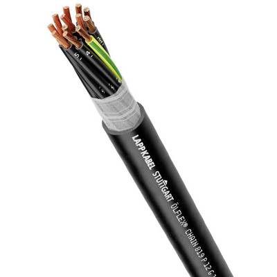 Czarny kabel z wieloma przewodami miedzianymi i kolorowymi izolacjami, oznaczony napisem 'LAPP KABEL STUTTGART ÖLFLEX'. Przeznaczony głównie do zastosowań przemysłowych.