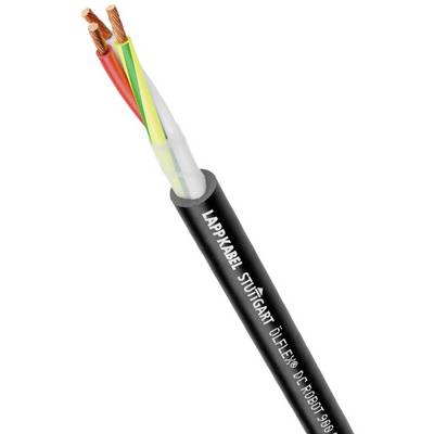 Czarny kabel w kolorach czerwonym, żółtym i zielonym. Tekst na kablu: 'LAPPKABEL STUTTGART ÖLFLEX® CR ROBOT 900'.