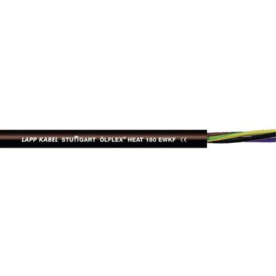 Czarny kabel elektryczny z napisem 'LAPP KABEL STUTTGART ÖLFLEX HEAT 180 EWKF CE', zawierający kolorowe przewody.