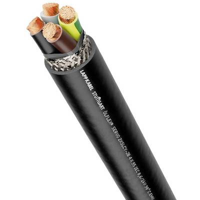 Czarny kabel elektryczny z widocznymi wielokolorowymi przewodami miedzianymi. Oznaczenie 'Lapp Kabel Stuttgart Ölflex'.