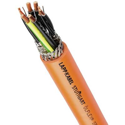 Wielożyłowy pomarańczowy przemysłowy kabel firmy Lappkabel Stuttgart, typ OLFLEX 550 P, z odkrytą stroną przewodu.