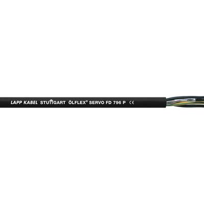Czarny kabel z napisem 'LAPP KABEL STUTTGART ÖLFLEX SERVO FD 798 P'. Wielożyłowy, częściowo odsłonięty, do zastosowań przemysłowych.