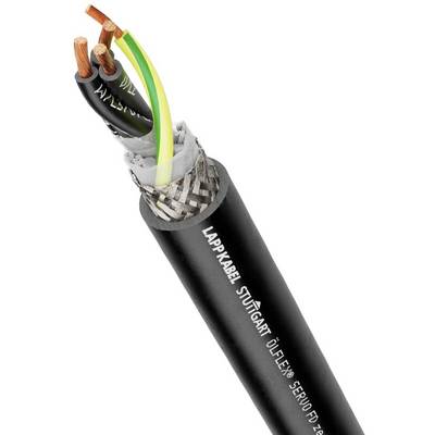 Czarny kabel z wieloma kolorowymi przewodami wewnętrznymi, w tym żółto-zielonym, brązowym i niebieskim. Napis: 'Lappkabel Stuttgart'.