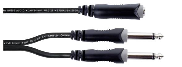 Adapter audio: Podwójna wtyczka jack 6,35 mm na jednym gnieździe. Odpowiedni do instrumentów muzycznych lub urządzeń audio.