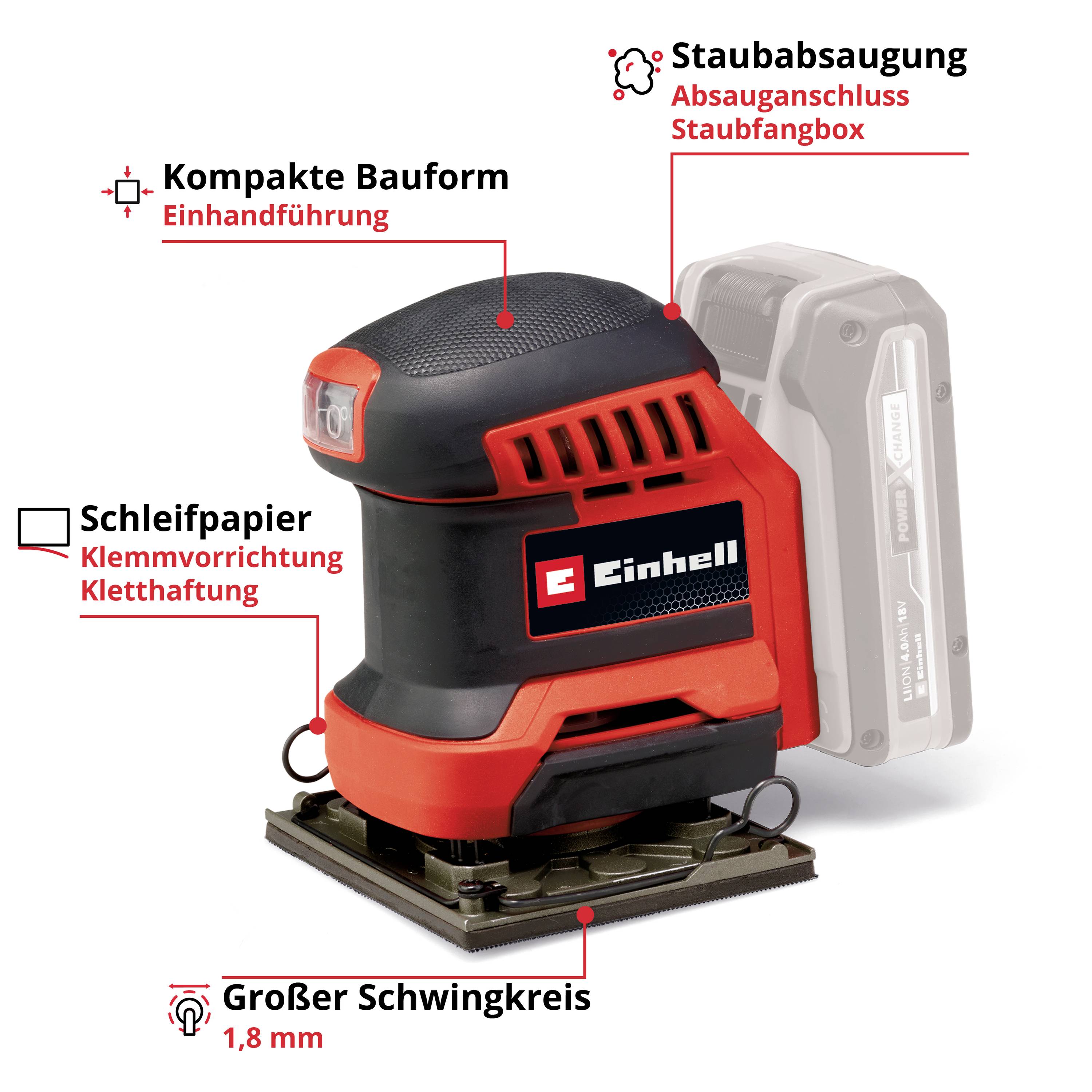 Einhell Power X-Change TE-OS 18/113 Li - Solo 4460731 Акумуляторна дельта-шліфувальна машина без акумулятора, без зарядного пристр