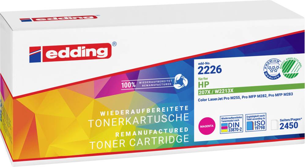 Запасний тонер Edding HP 207X Magenta 2450 сторінок EDD-2226 18-2226