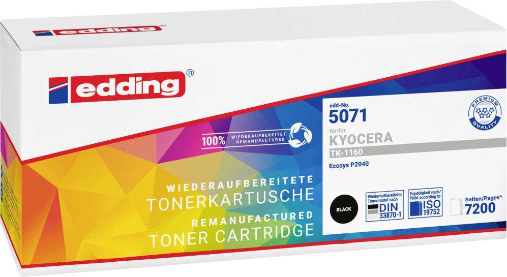 Тонер Edding Kyocera TK-1160 змінний чорний 7200 сторінок EDD-5071 18-5071