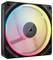 Wentylator LED z kolorami tęczy i czarną ramką, z centralnym logo. Używany do chłodzenia w komputerach.