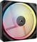 Wentylator z wielokolorowym oświetleniem LED, odpowiedni do obudów komputerowych. Prezentuje świecący, okrągły wzór na czarnej ramce.