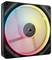 Wentylator komputerowy z podświetleniem LED; wyświetla kolory tęczy i logo producenta w centrum.